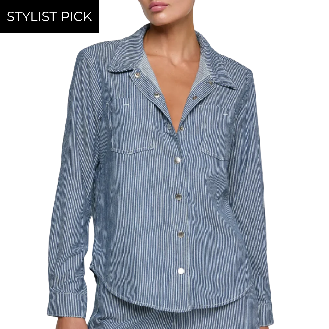 Isla Shirt in Azure Blue Stripe