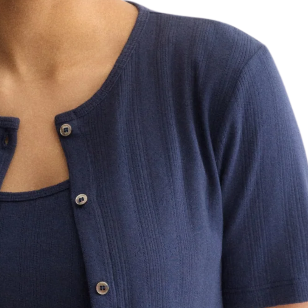 Marion Short Sleeve Cardigan in Navy