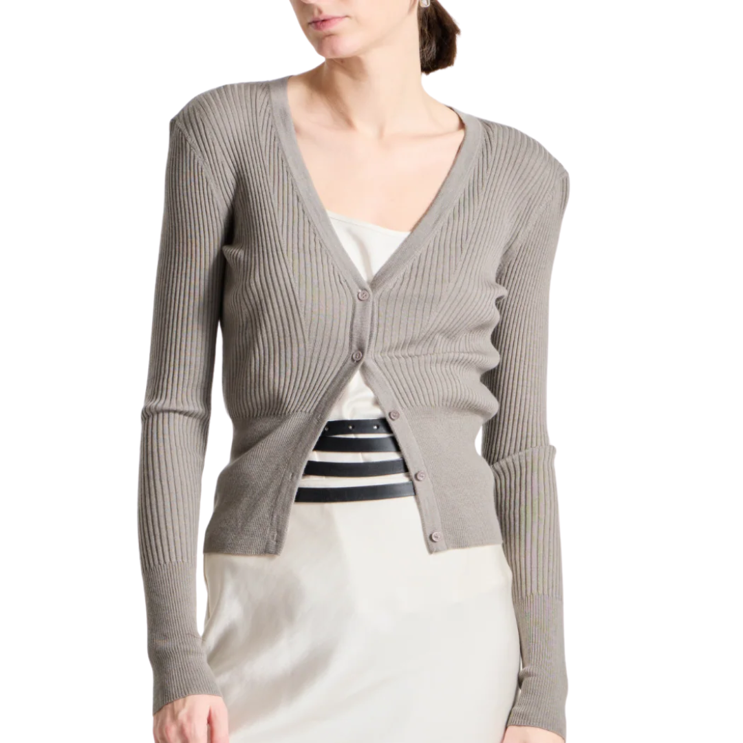 Braylon Rib Cardigan Sweater in Sage