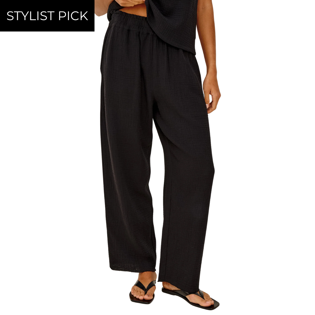 Leon Crop Pant in Black Gauze