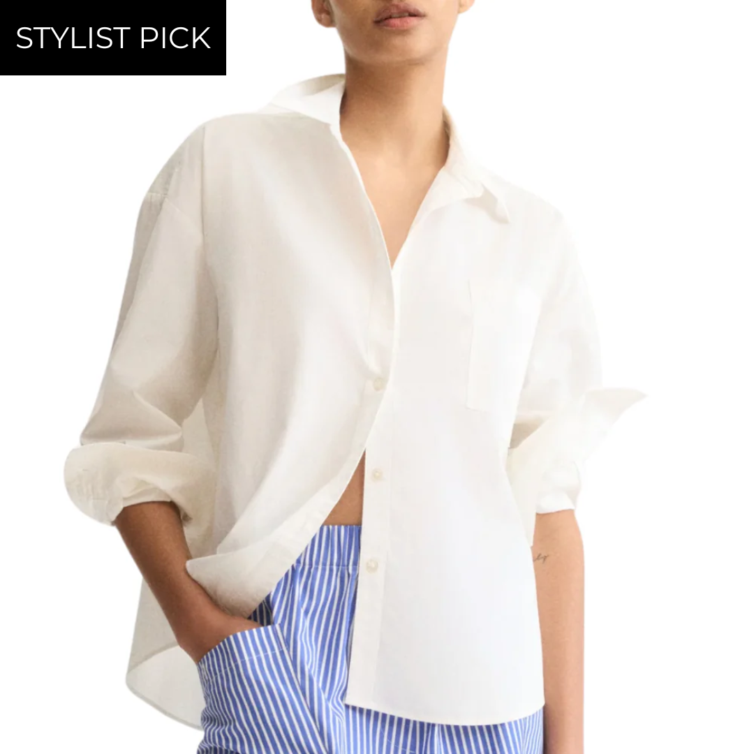 Watts Side Button Shirt in White