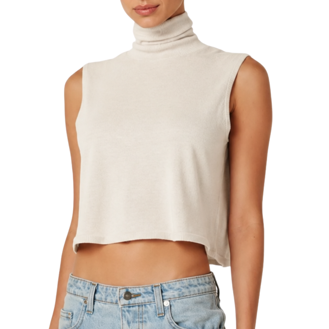 Lera Cashmere Turtleneck in Gardenia