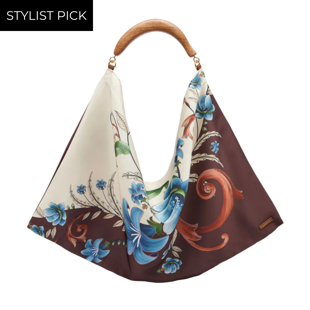 Satin Scarf Large Bag in Millena Off White