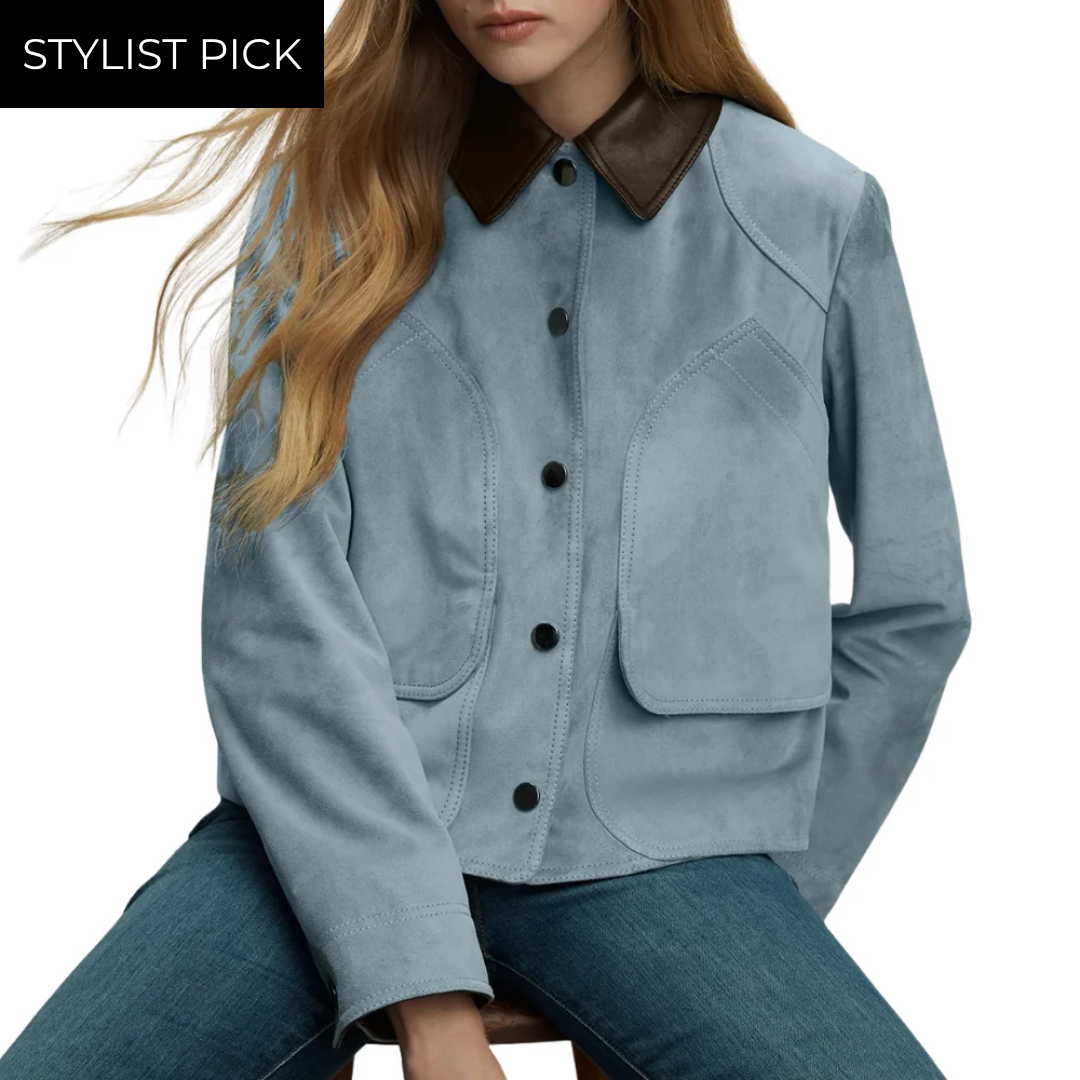 Walters Suede Jacket in Blue Steel