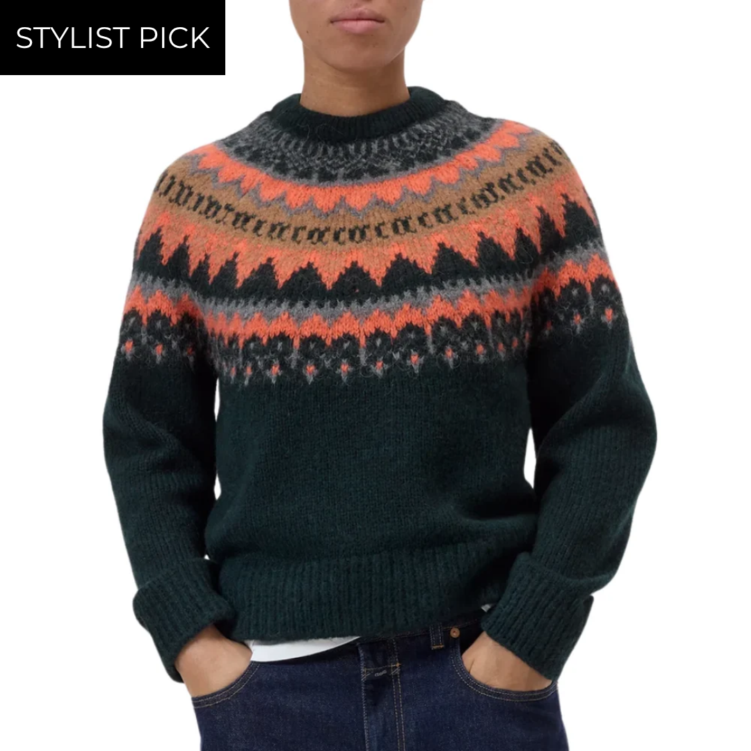 Norwegian-Style Jumper in Shadow Green
