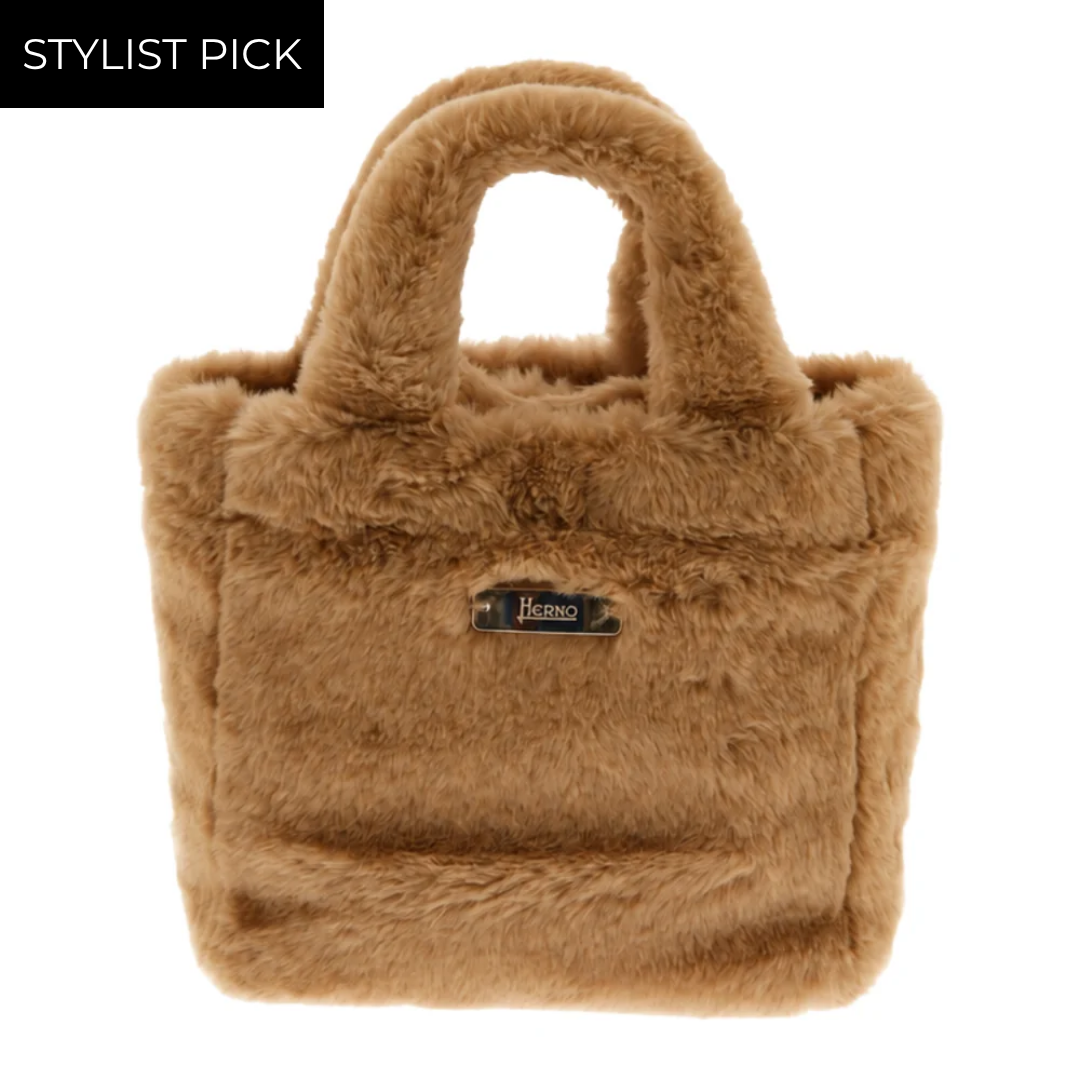 Bag in Soft Alternative Fur and Nylon Chamonix in Camel