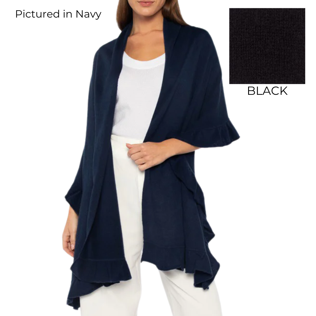 Ruffle Trim Wrap in Black