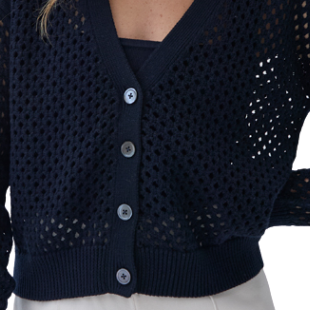 Solid Mesh Cardigan in Navy