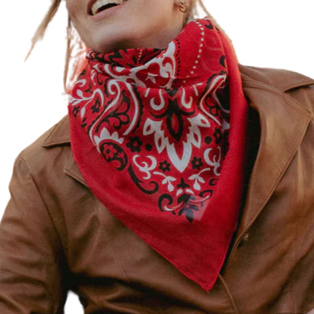 Cotton Bandana Scarf in Rouge