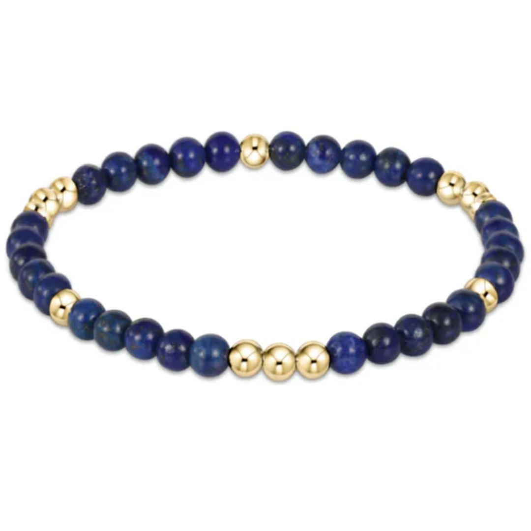 Worthy Pattern 3mm Bead Bracelet in Lapis