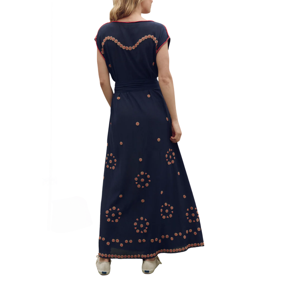 The Beaded Corridor Dress in Navy