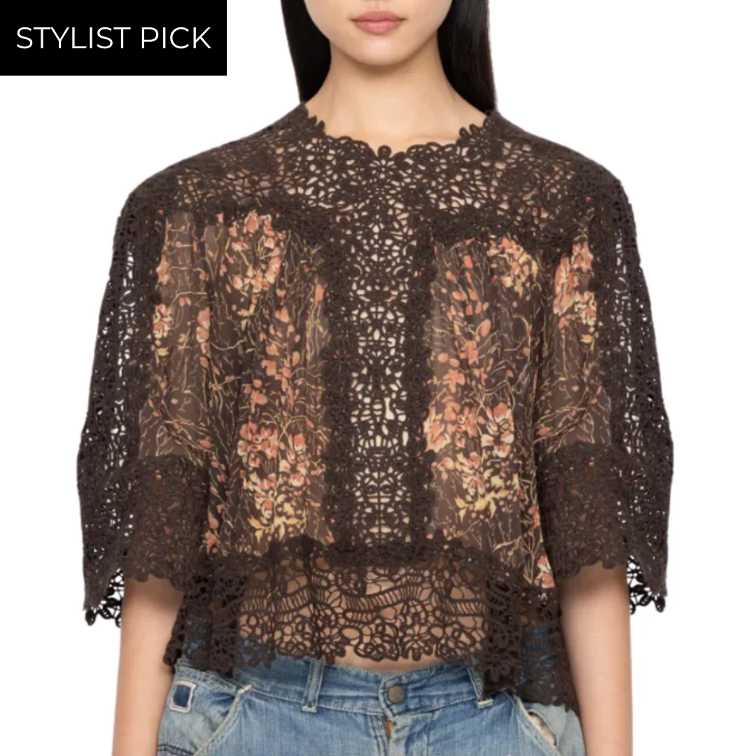 Luisa Print Top in Brown