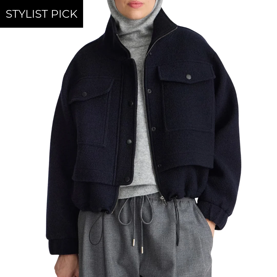Selva Cropped Bomber in Midnight