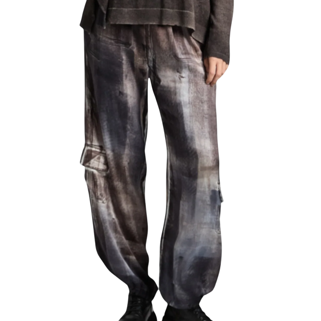 Murales Effect Silk Pants in Carruba