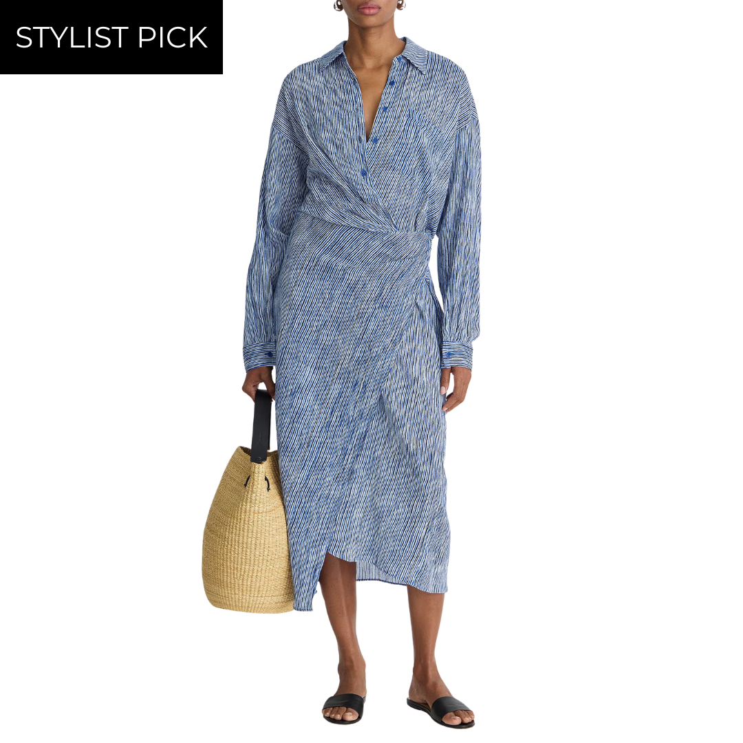 Airy Alexia Wrap Dress in Painted Marseille Stripe