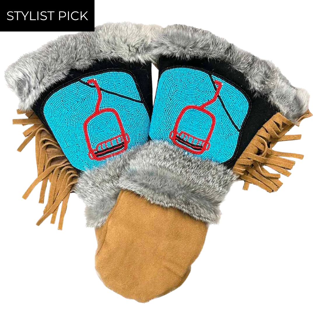 Ruffy Long Cuff Mitten in Brown