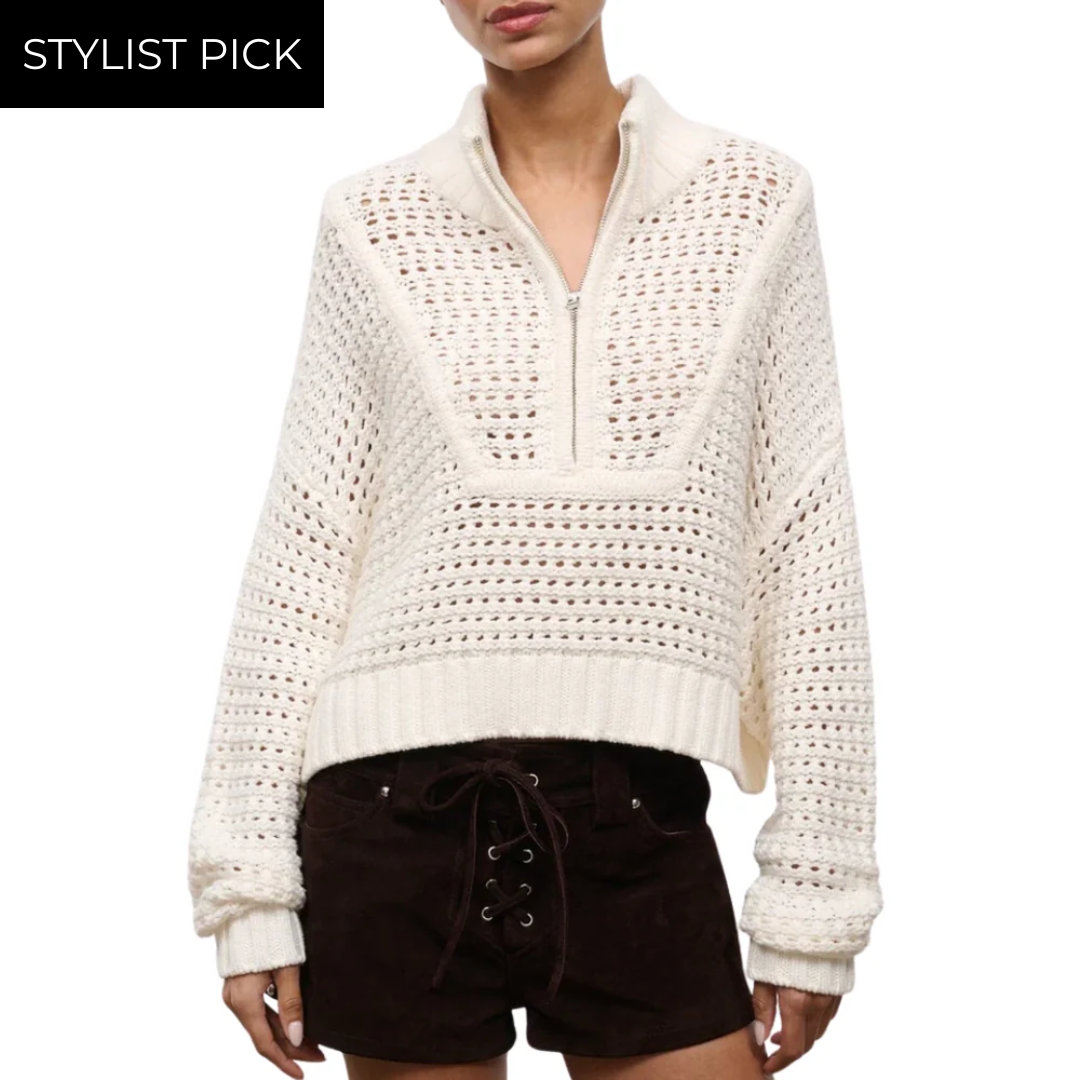 Cropped Hampton Sweater in Ivory