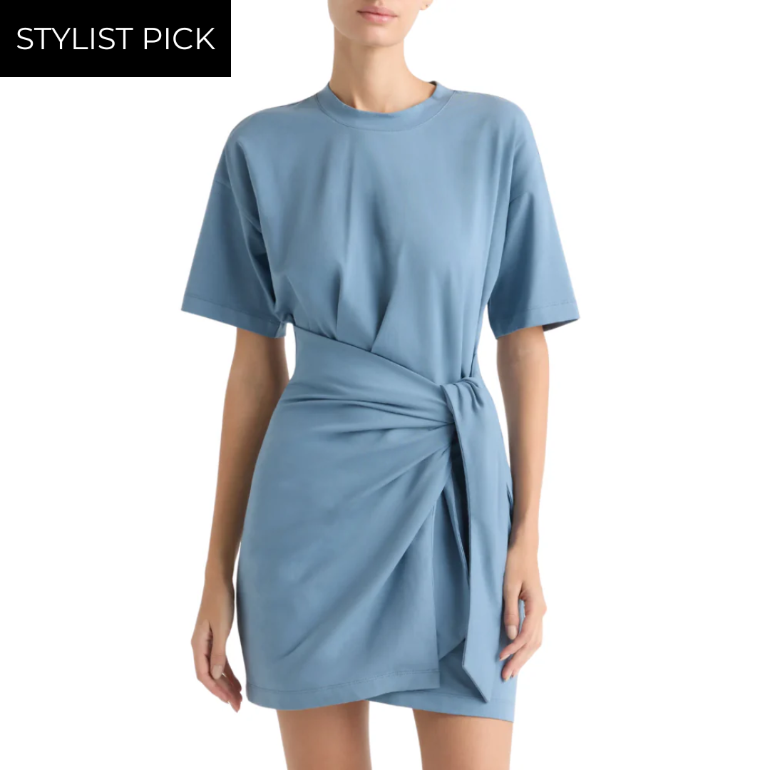 t shirt wrap dress Fallon Organic Cotton T-Shirt in Dusty Blue knotted finish that adds Jersey Colors:Mint Blue Lila Baby Shower Maternity audience_women