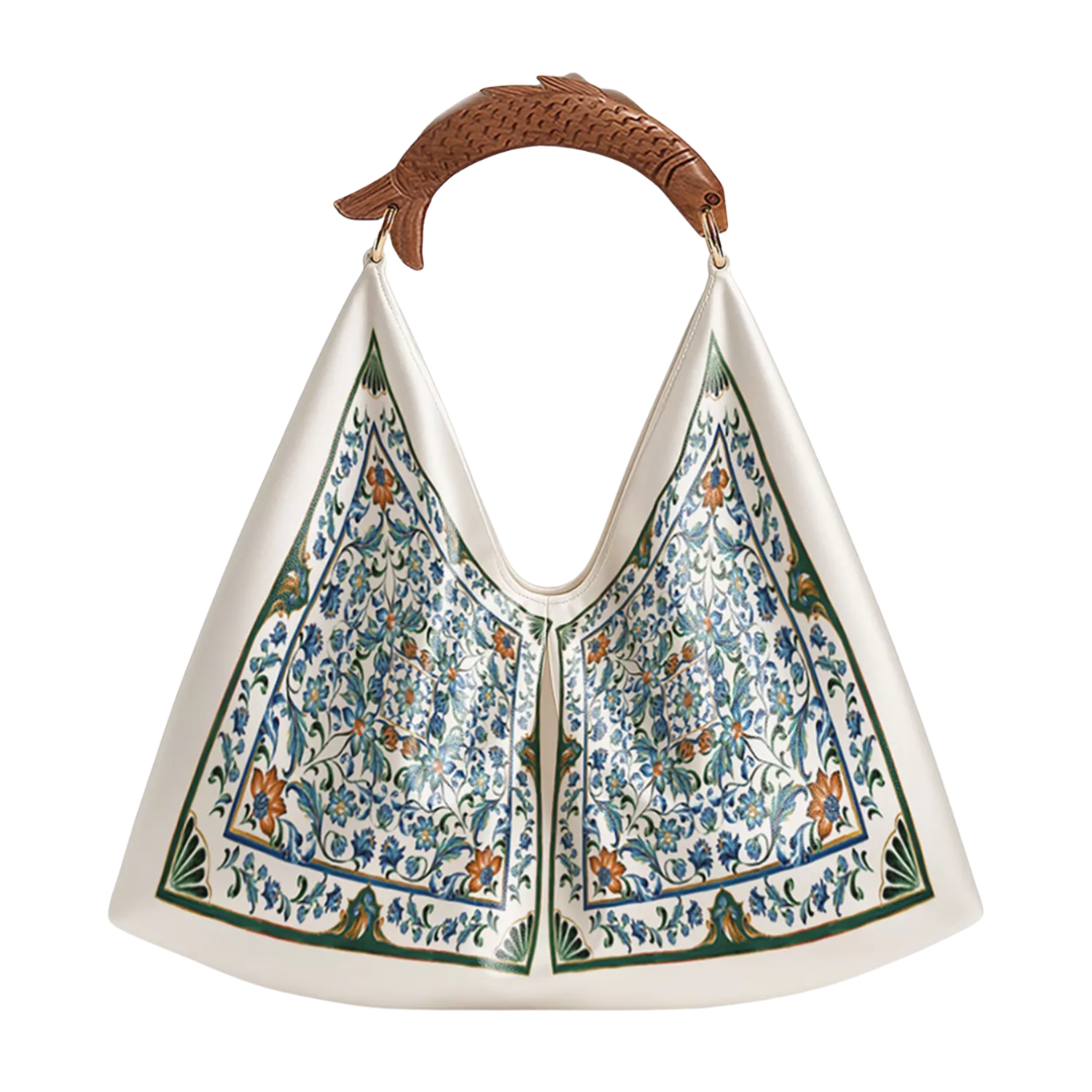 Satin Scarf Medium Bag in Flora Tile
