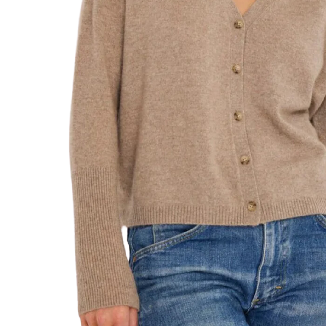 Laurel Cashmere Cardigan in Latte