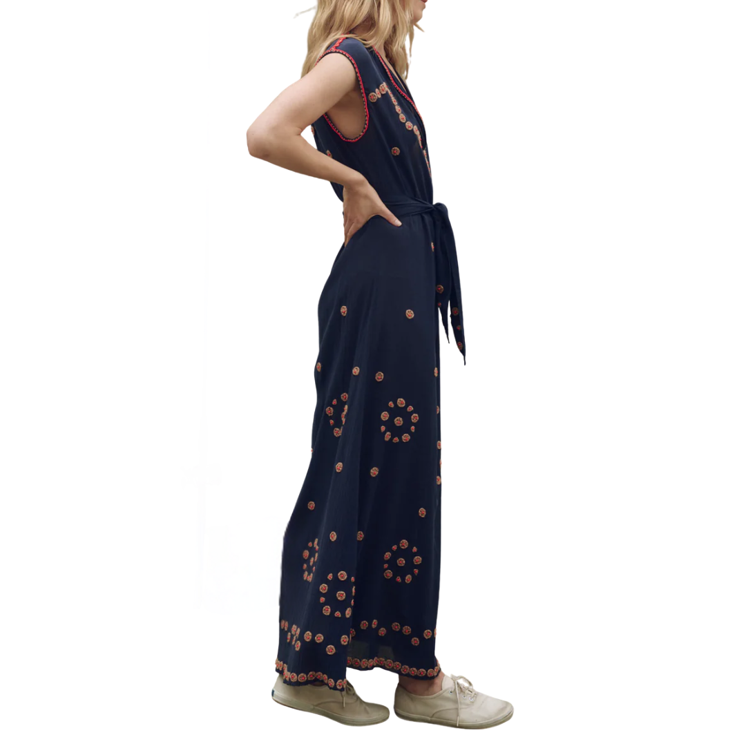 The Beaded Corridor Dress in Navy