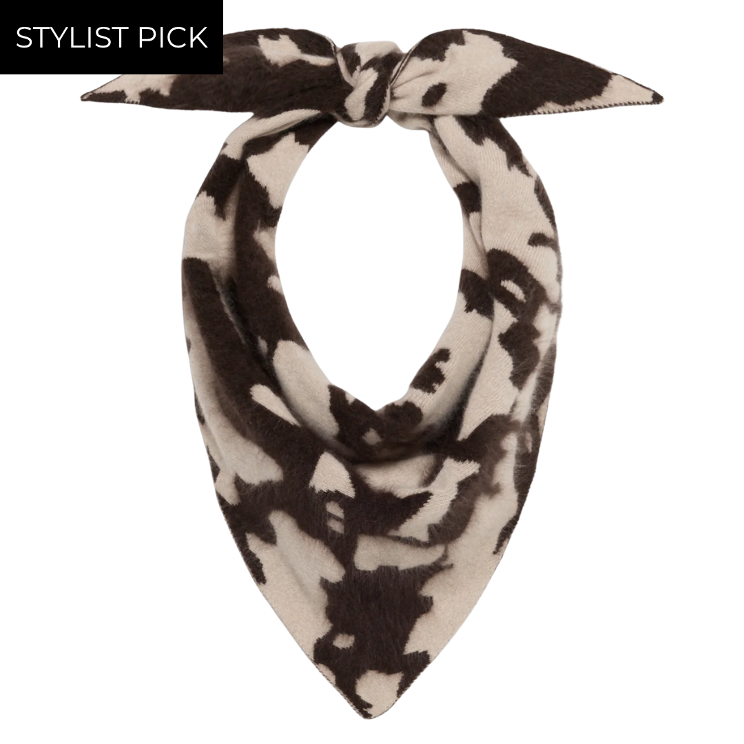 Grizzly Cowhide Wild Rag in Oatmeal/Burnt Cocoa
