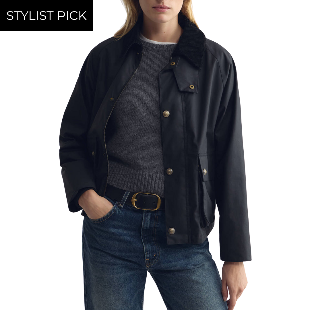 Brinley Waxed Short Parka in Black