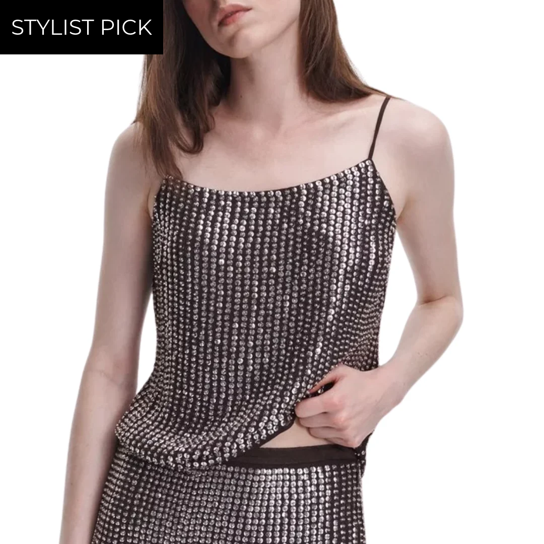Lili Beaded Tank in Chocolate