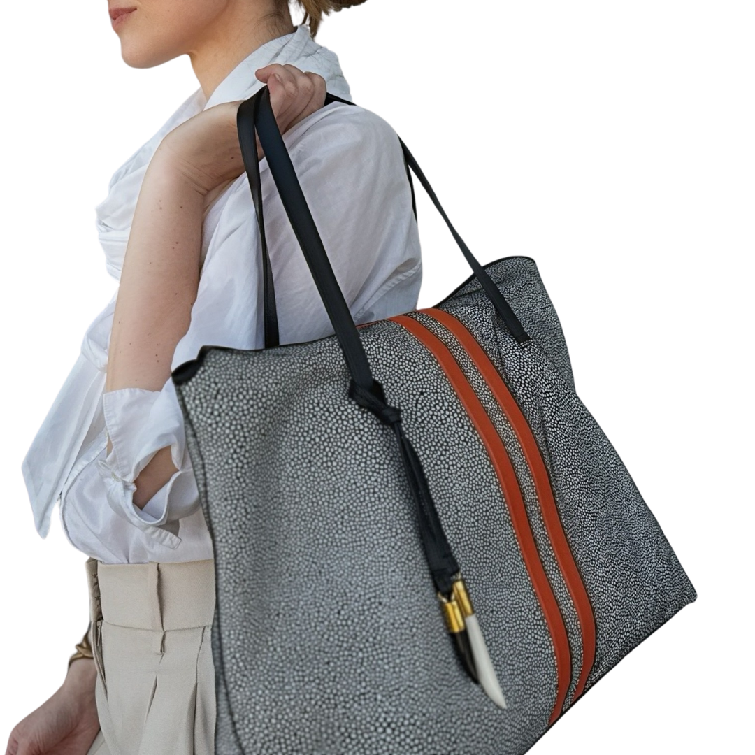 Guapo Tote Crazy Paving in Black White Red Stripe