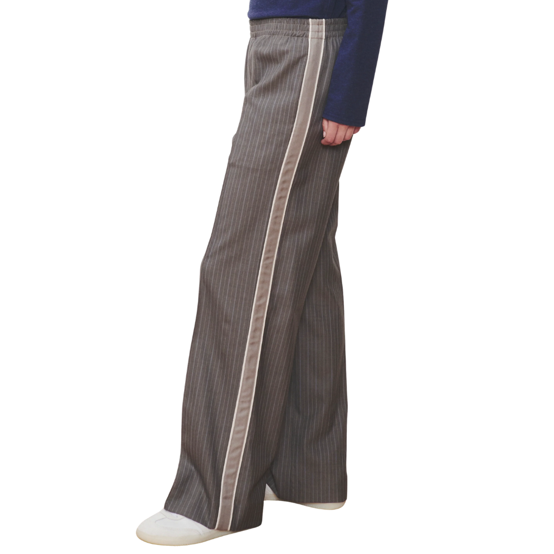 The Chaplin Trouser in Taupe Stripe