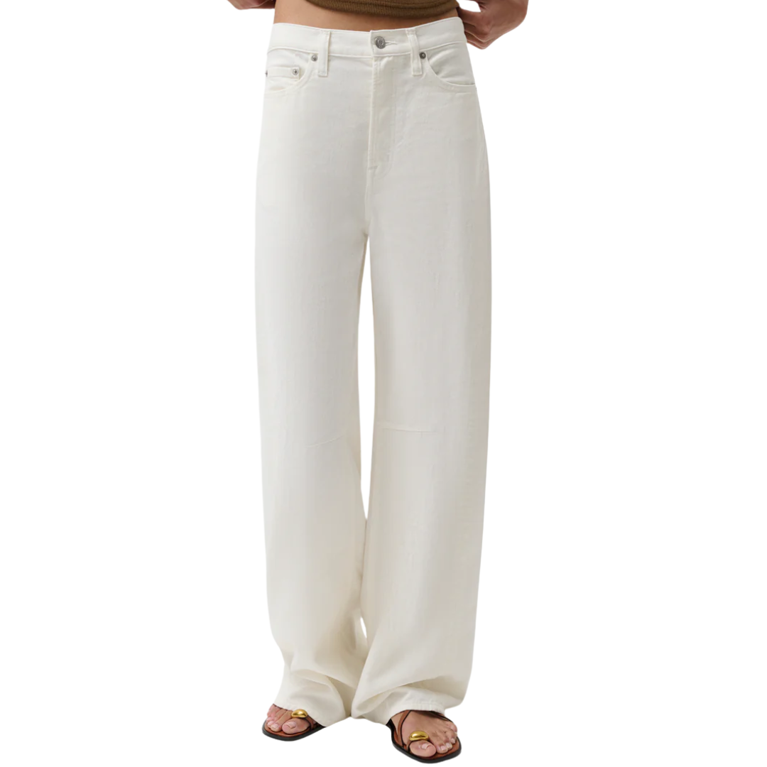 Sydney High Rise Bowed Linen Wide in Egret