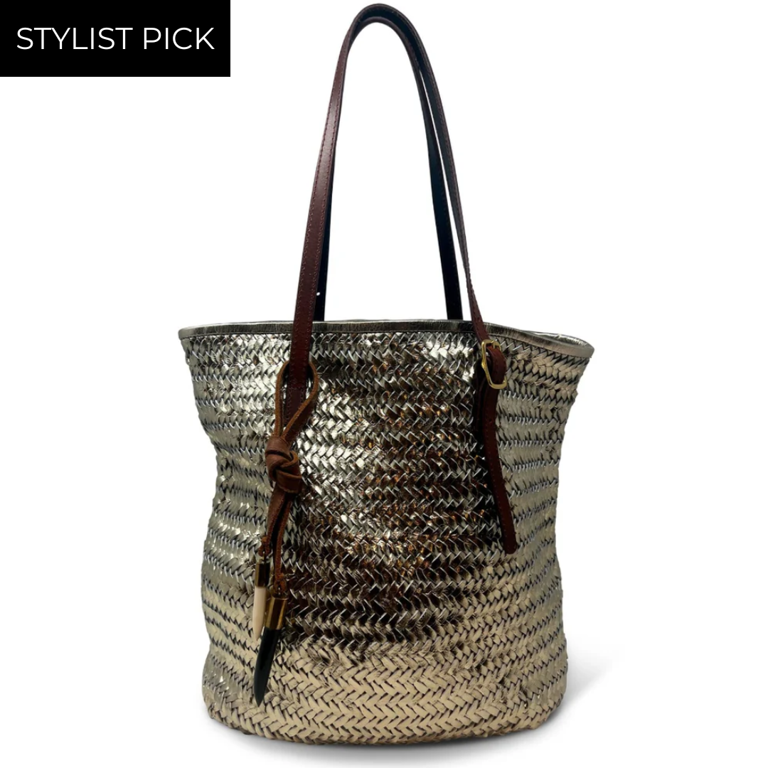 Aintree Tote Mirror Weave in Gold Black