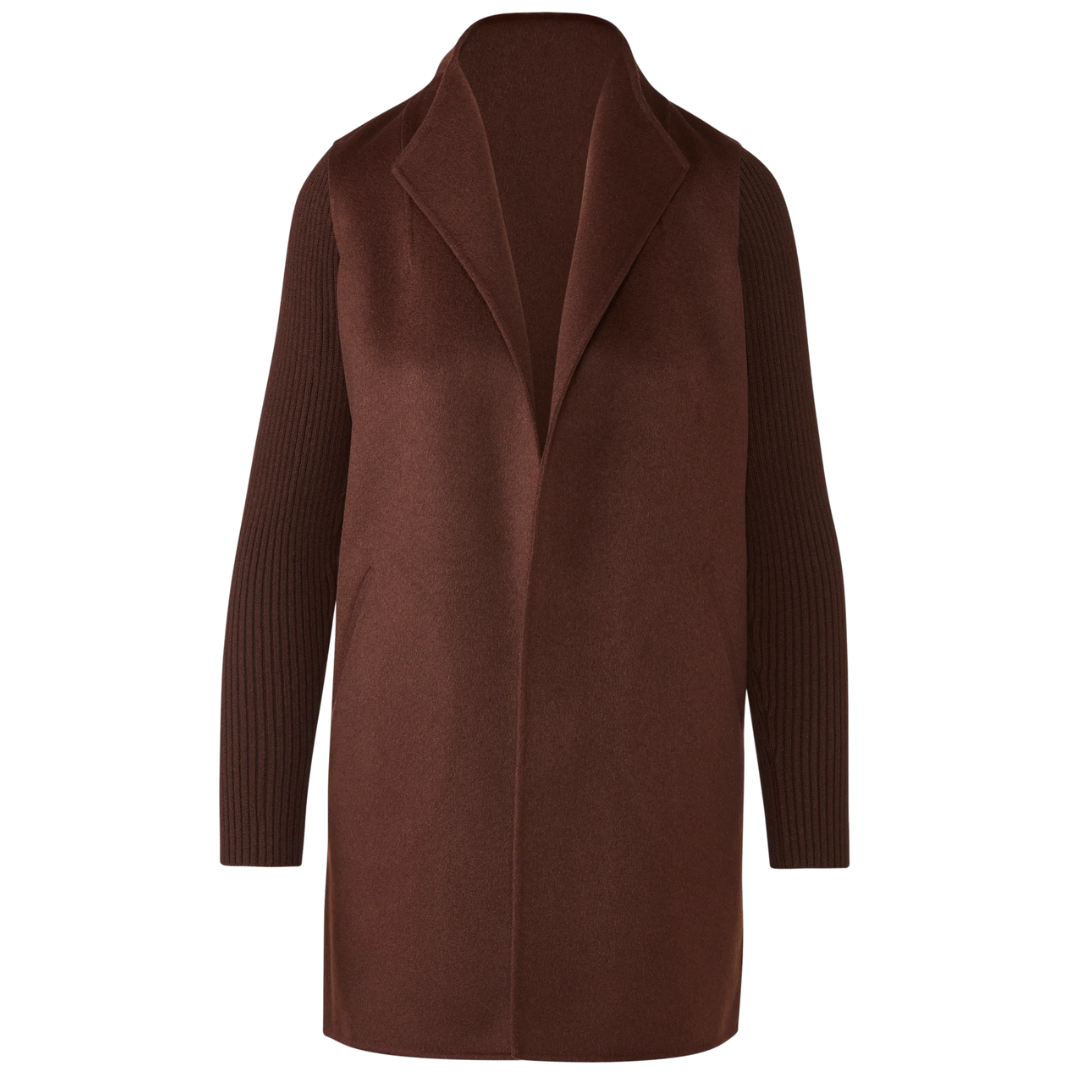 Rib Sleeve Coat in Chocolate