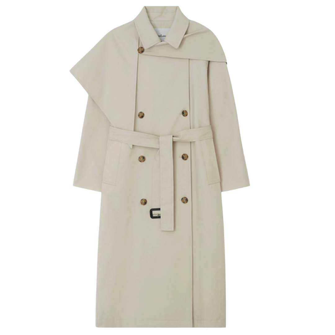 Scarf Trench Coat in Light Beige