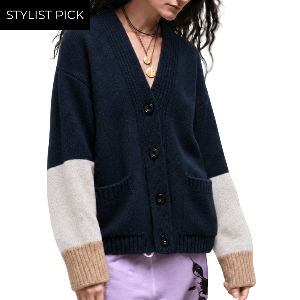 Cashmere Lux Pocket Cardigan in Squids Mixup