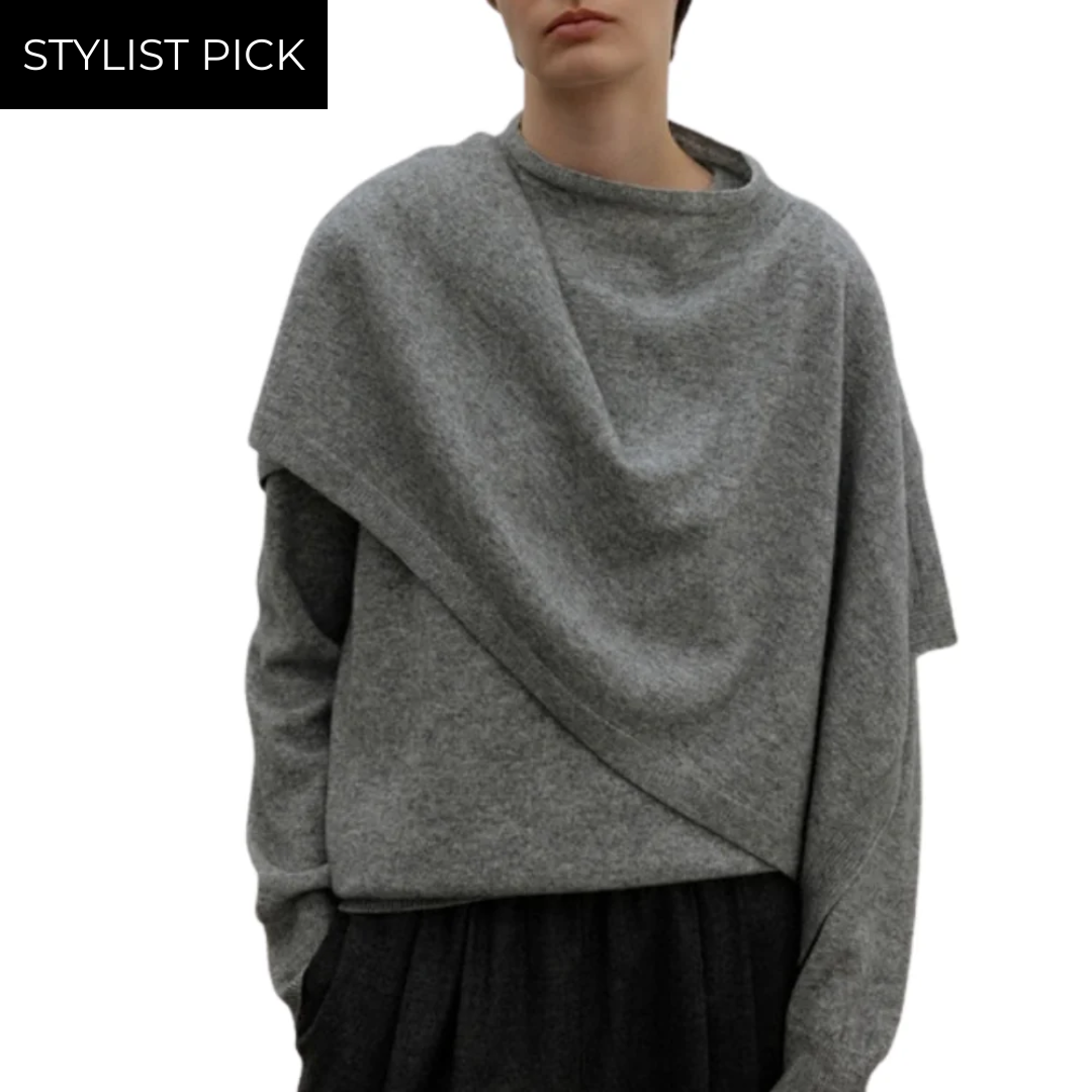 Cashmere Blend Neck Cape in Grey