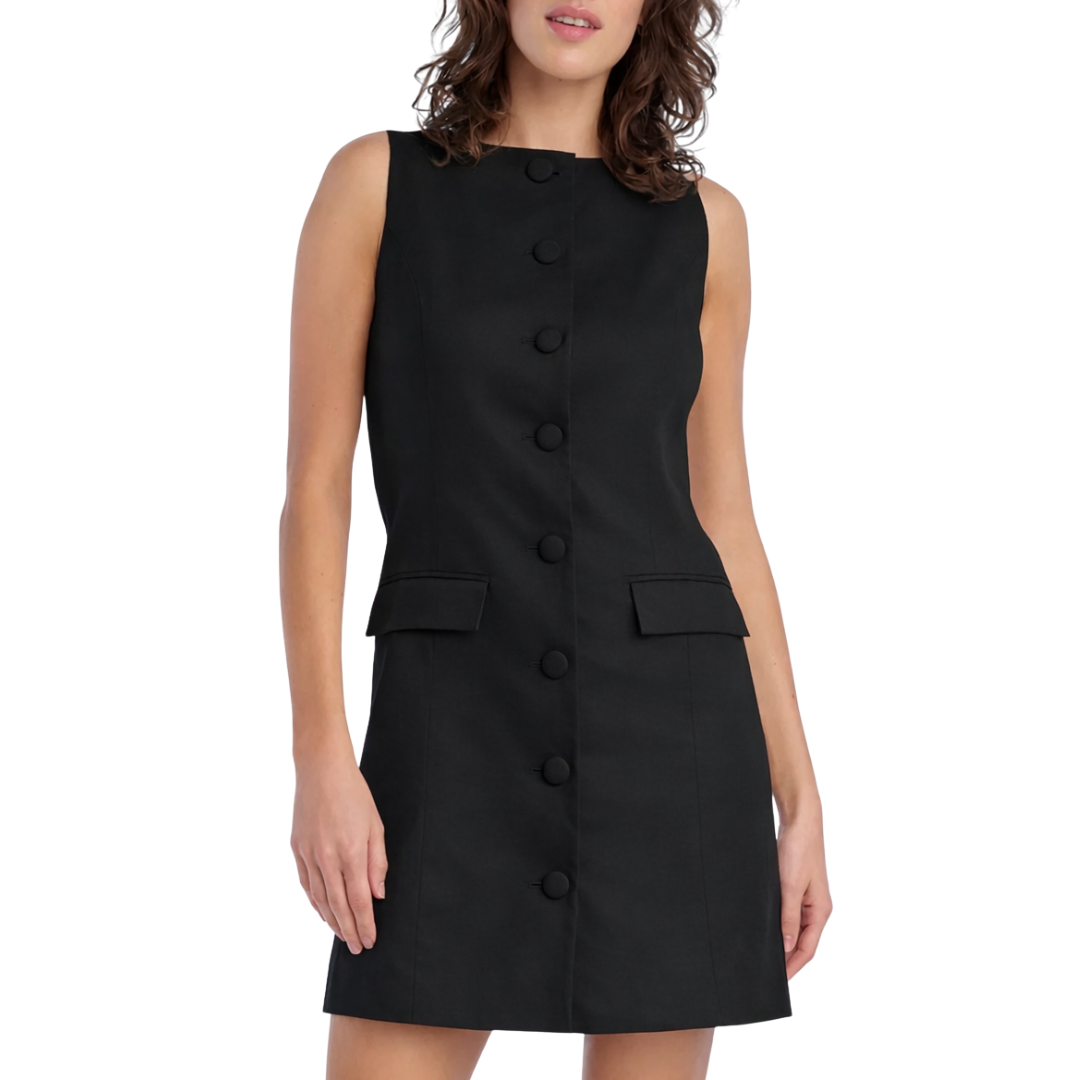 The Cece Linen Dress in Black