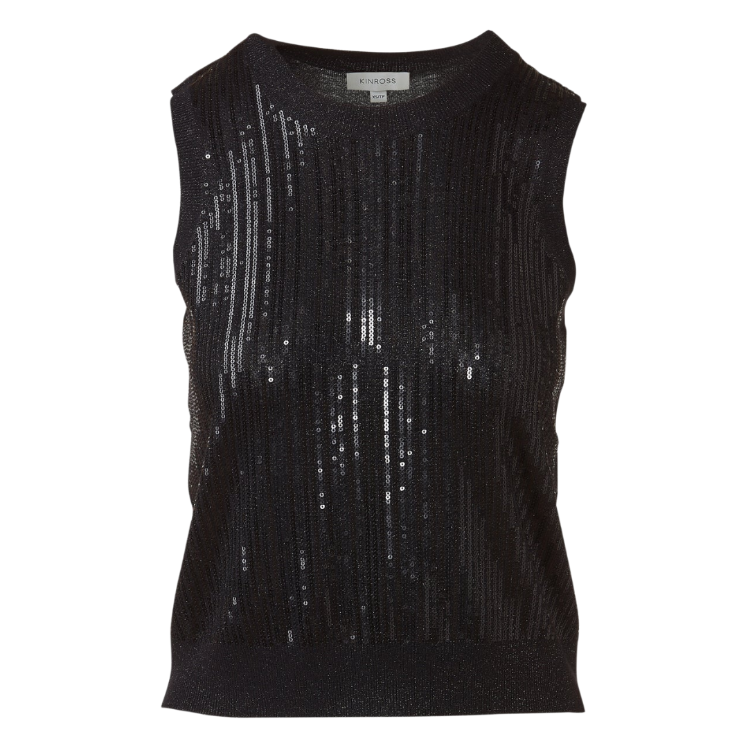 Sequin Party Tank in Black
