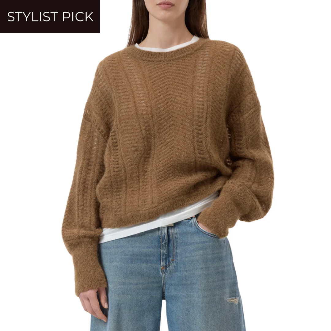 Mohair Mix Jumper in Light Mocha Brown