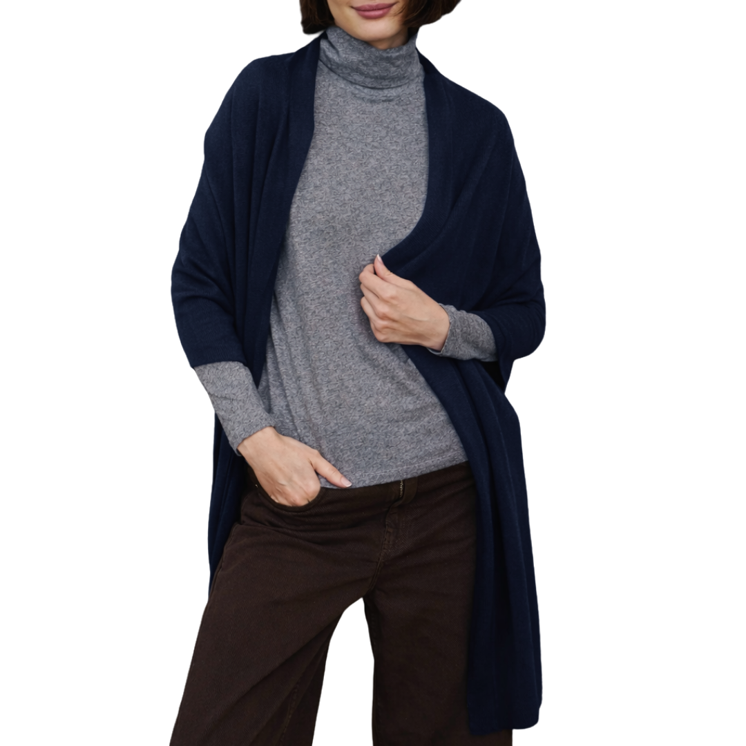 Machine Washable Cashmere Shawl in Marine