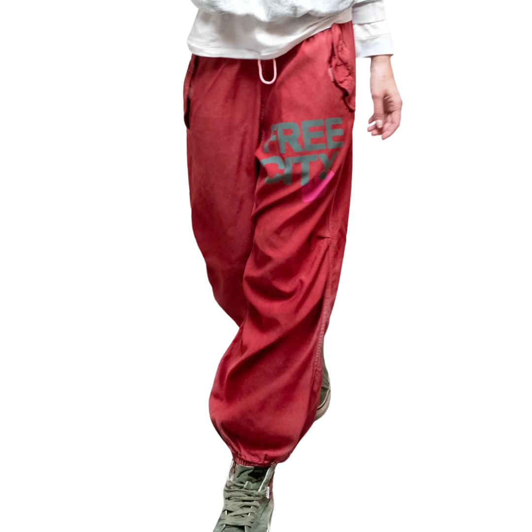 Flap/Snap Matte/Satin Airjump Pant in Artyard Red