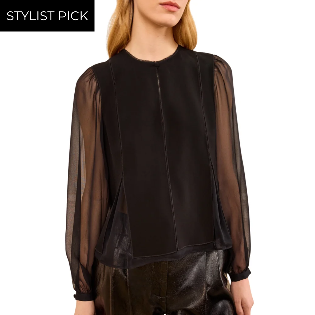 Lucette Long Sleeve Blouse in Noir