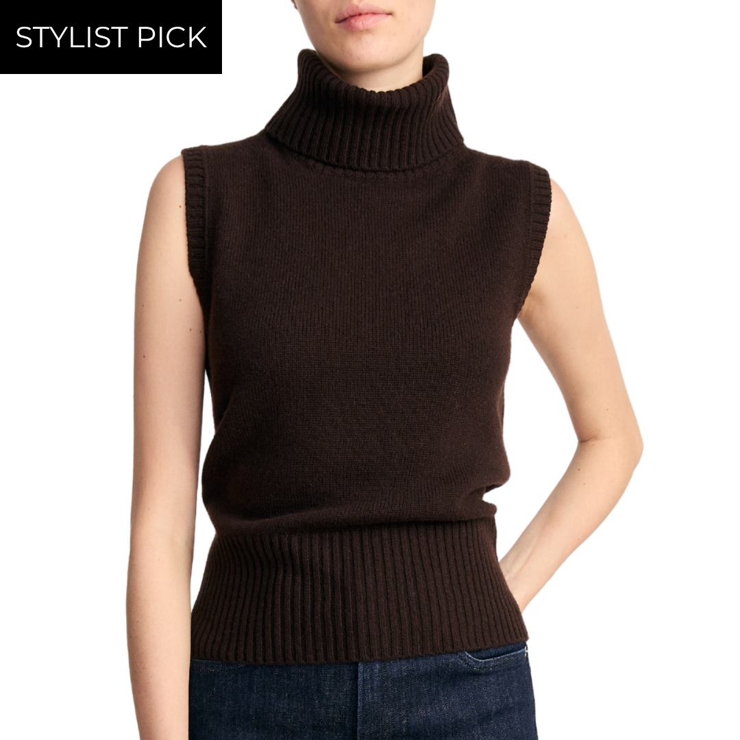 Mazzy Cashmere Sleeveless Sweater in Espresso