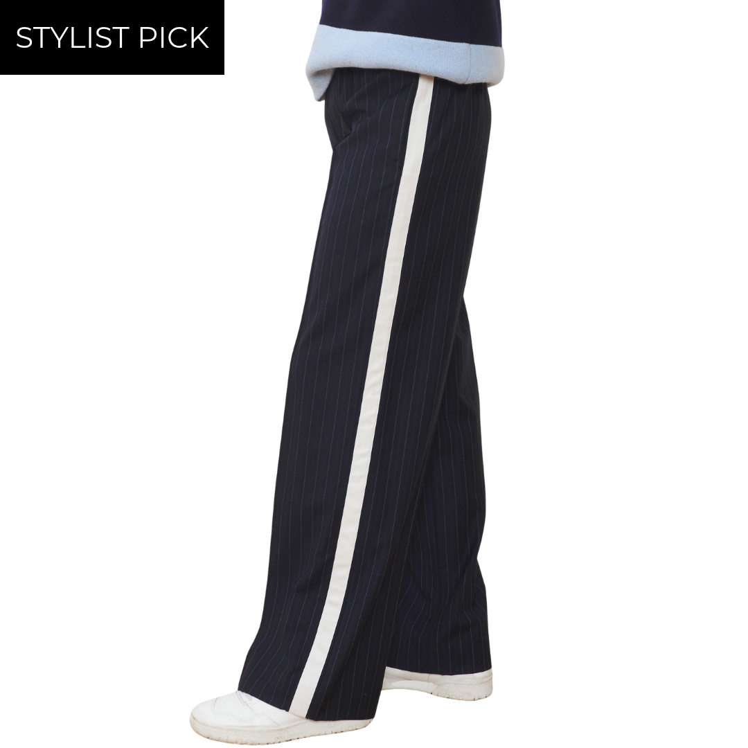 The Chaplin Trouser in Midnight Pinstripe