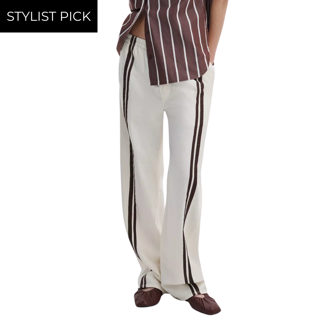 Logan Denim Track Pants in Ecru Sport