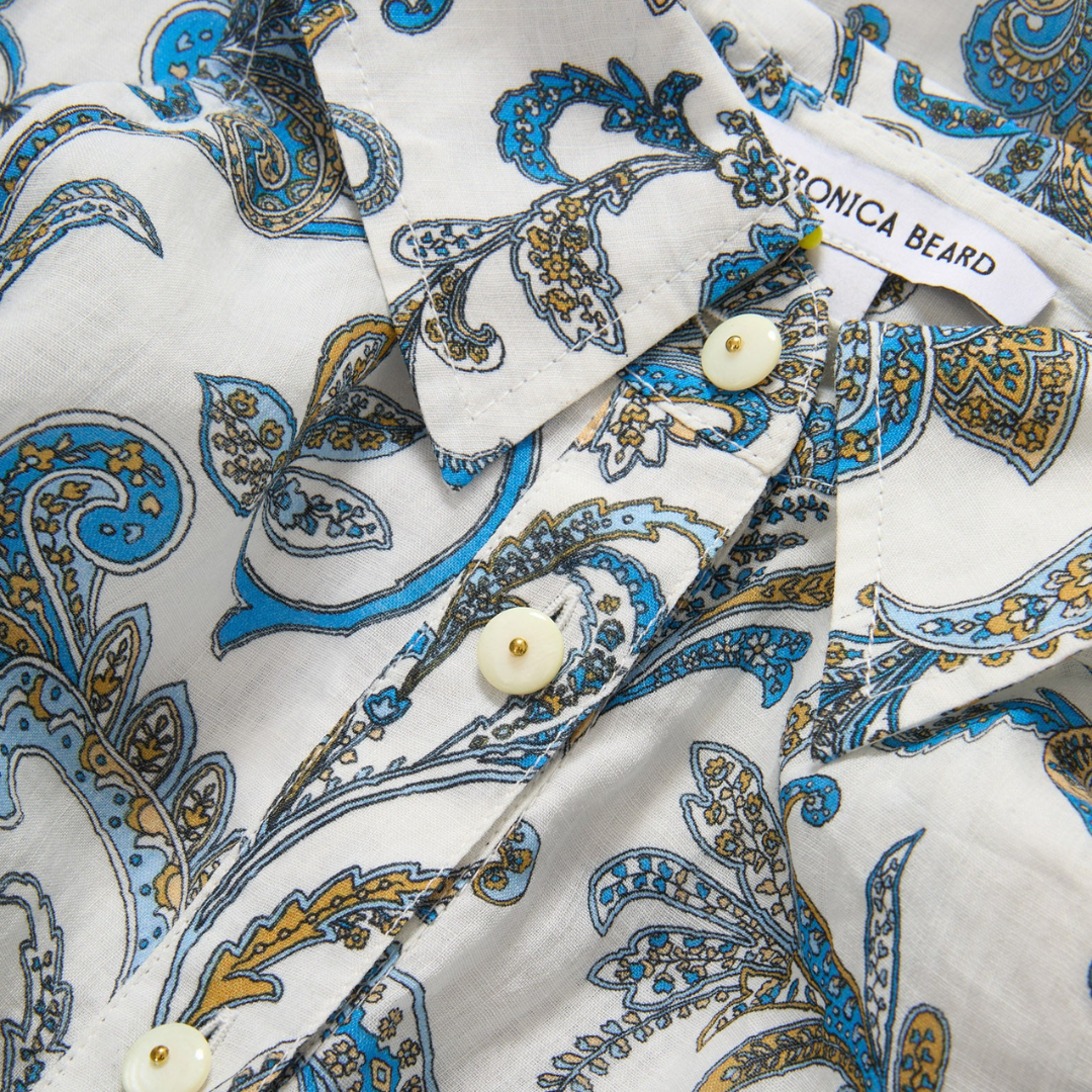Mackey Paisley Halter Midi Dress in Dove White Multi