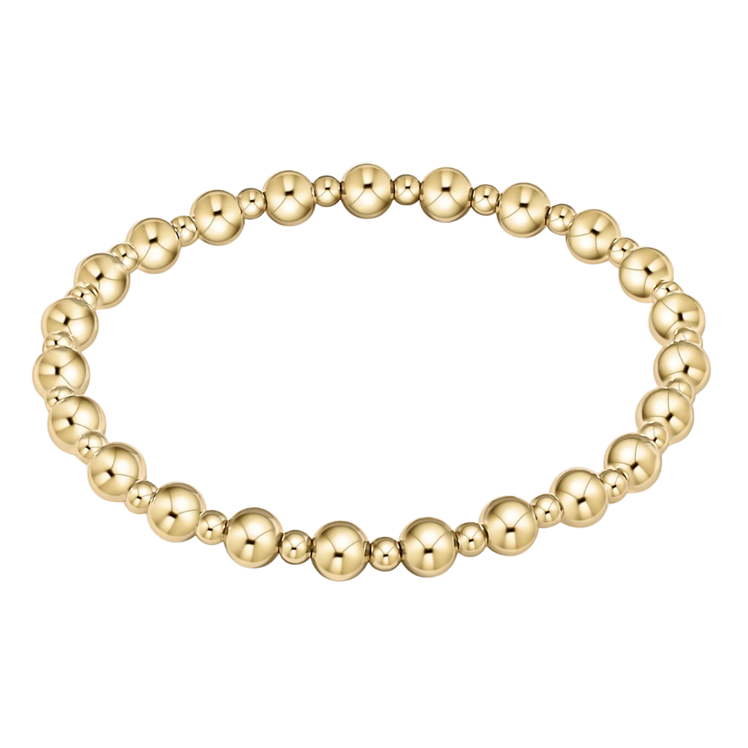 Classic Grateful Pattern 5mm Bead Bracelet in Gold