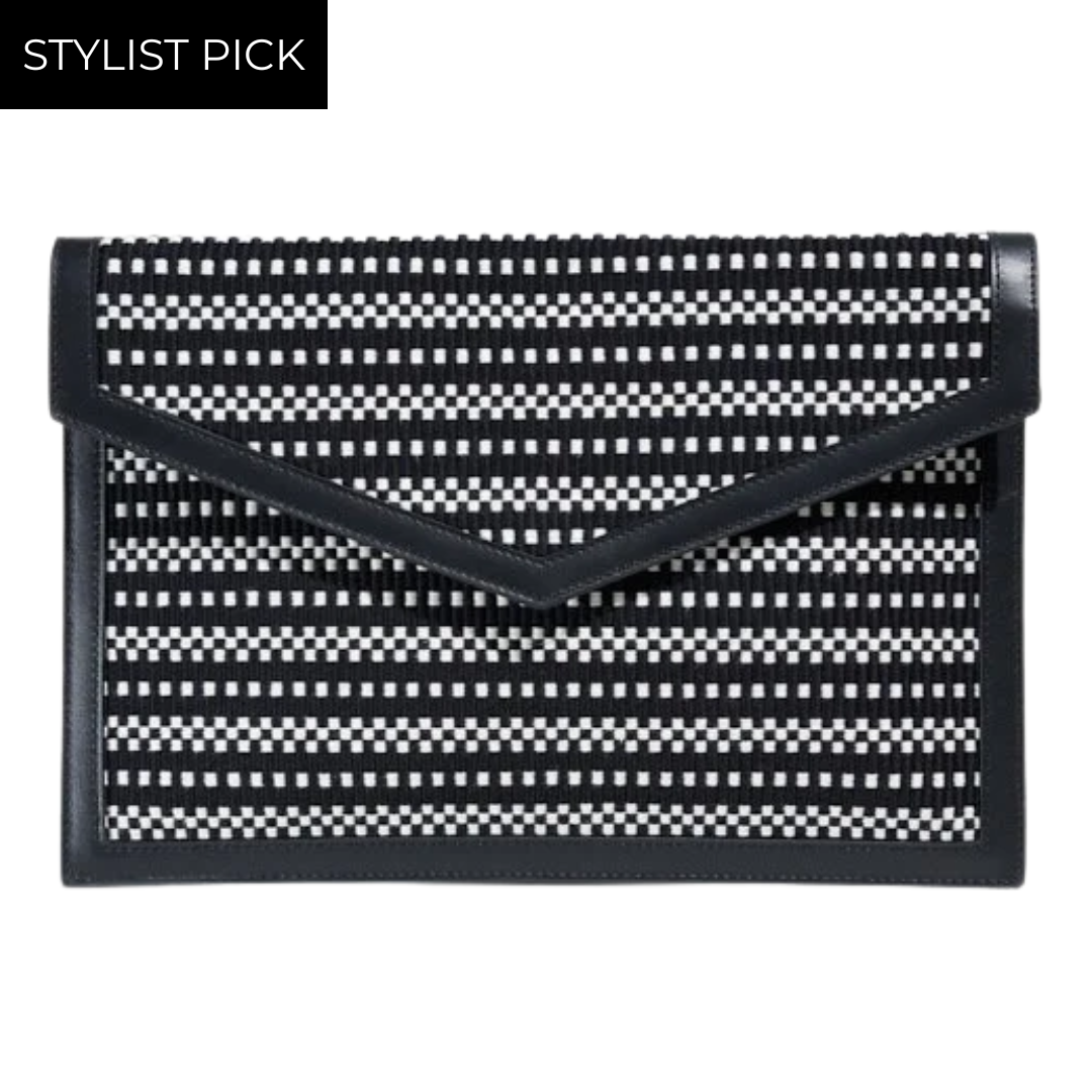 Envelope Large Clutch in Ivory-Black