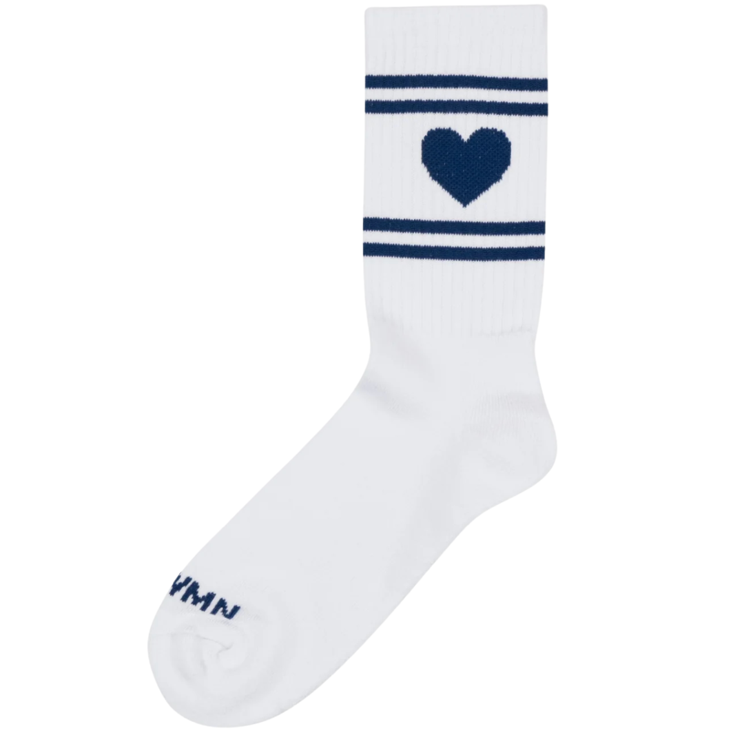Heart Logo Socks in White/Navy
