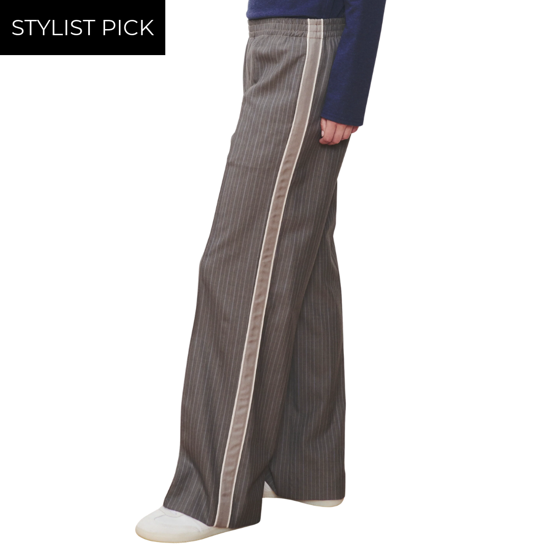 The Chaplin Trouser in Taupe Stripe